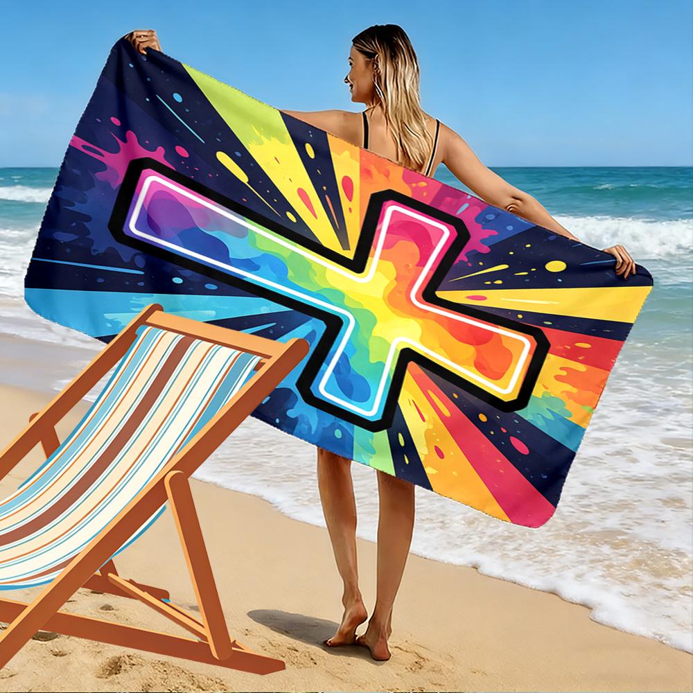 Colorful Cross Art Design Beach towel quick-drying for travel outdoor sports jogging beach and swimming