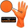 8Mil Heavy Duty Orange Nitrile Gloves Disposable Anti-Slip Gardening Gloves with Diamond Textured Grip Working Cleaning Gloves