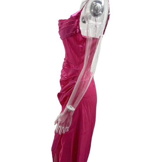 Женское вечернее платье с разрезом по бокам, плиссированное, с открытой спиной, облегающее платье макси на тонких бретельках, с глубоким вырезом, без рукавов, платье-комбинация А-силуэта для вечеринки