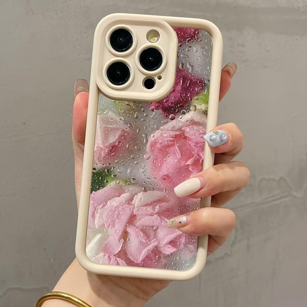 Чехол-бампер Apple iPhone 13 Pro Max с утолщенным цветочным узором в виде капли воды