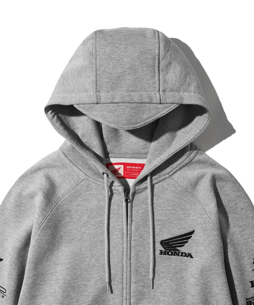 Phyps Мотоциклетная толстовка Honda Racing с капюшоном и молнией_Серый