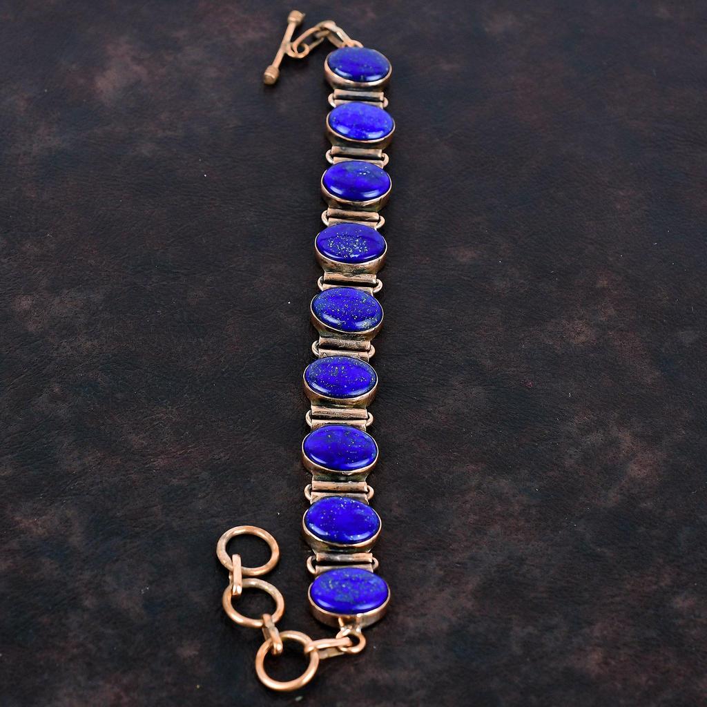 Браслет из лазурита медный браслет браслет с регулируемой цепочкой браслет из драгоценного камня высшего качества медные украшения подарки для нее браслет ручной работы