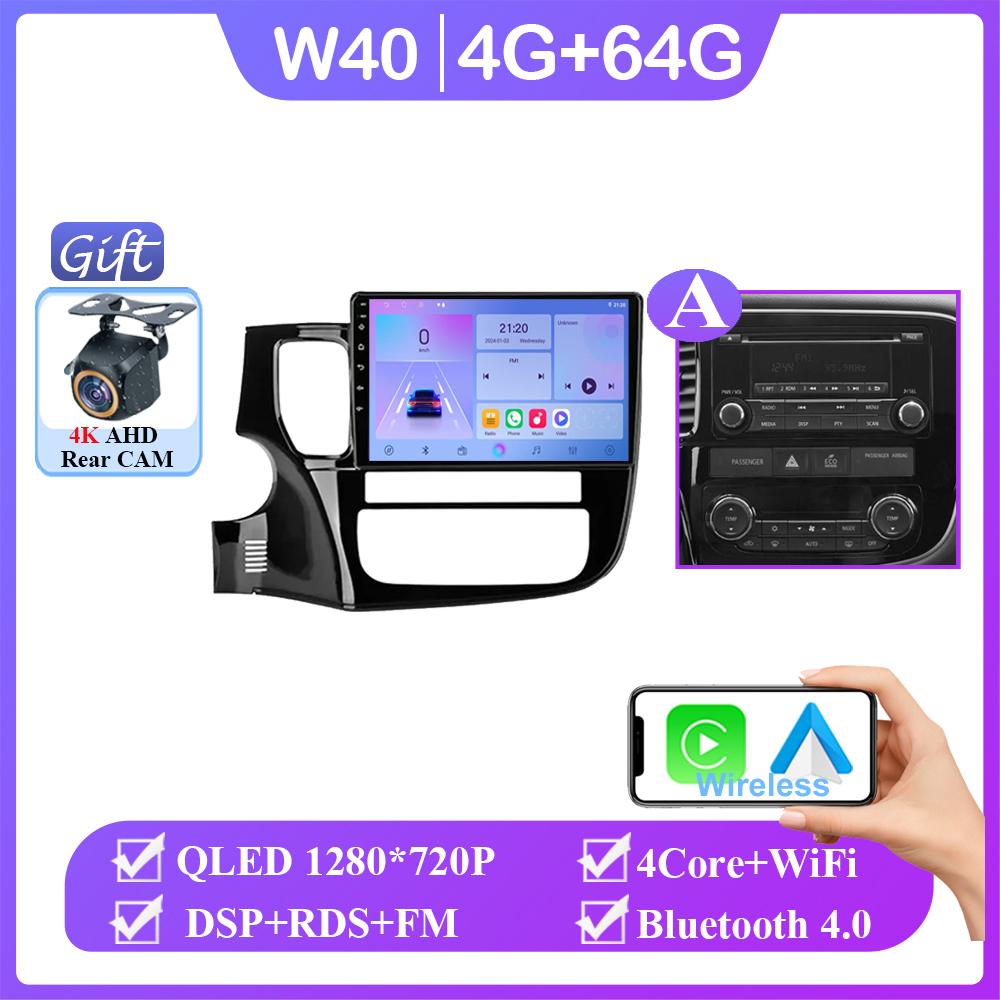 Навигация GPS Android 14 Авто Для Mitsubishi Outlander 3 2012-2018 Carplay Автомобильный Видеоплеер 2din DVD Мультимедийная Головное Устройство 2K BT