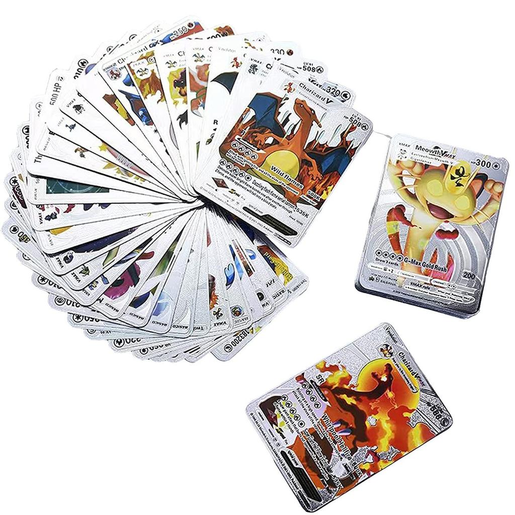 55 карт TCG в ассортименте из золотой фольги, карты GX V-Vmax DX Charizard, обычные/необычные карты, коллекция карт V-max