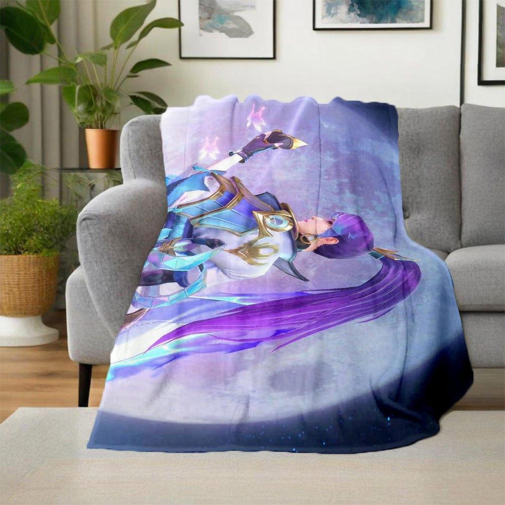 "Galactic Guardian: Purple Fantasy Armor Set"Blanket Lightweight Flannel Throw Blanket for Sofa, Bed, Travel, Camping, Livingroom, Office, C