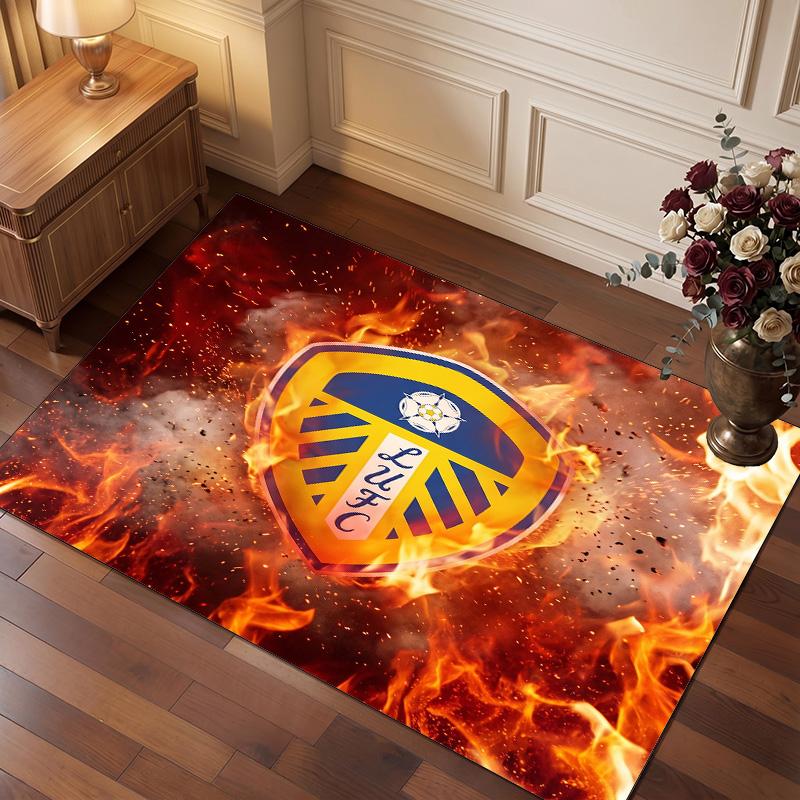 Ковер из хрустального бархата с принтом футбольного клуба Leeds United, Удобный, Впитывающий влагу, Нескользящий, Для помещений