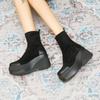 Модные ботильоны на толстой черной подошве, замшевые женские ботильоны на платформе, короткие туфли для женщин, эластичная рабочая обувь высокого качества, новинка 2024 года
