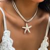 Y2K Accessories Starfish Necklace Pendant Beach Choker Vacation Conch Clavicle Chain  Girls