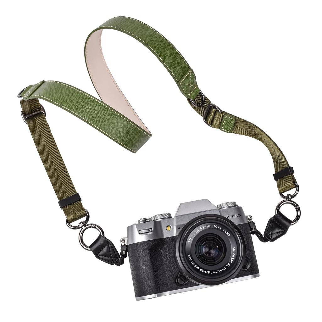 VOVMOEYA Camera Camera Neck Strap with Triangle Ring for and Compatible with Fuji Compact and Mirrorless Digital Total Crossbody or Neck Drop PU