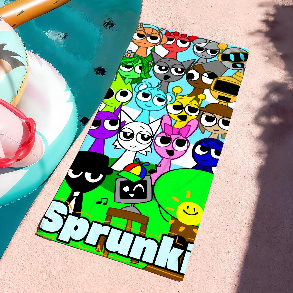 Игровое Полотенце S-Sprunki Oren Мультяшное Мягкое Для Бассейна Подарок Для Путешествий Спортзала Душа Кемпинга Быстросохнущее Спортивное Большое Пляжное Полотенце