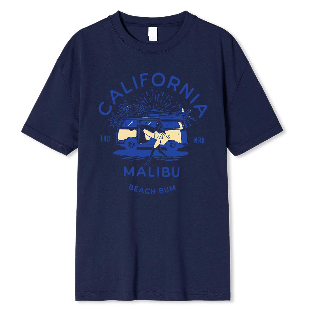 California Malibu Beach Bum Prints Printing Clothes Men Oversize T Shirt Summer Comfortable Casual T-Shirt Cotton Tee Shirt