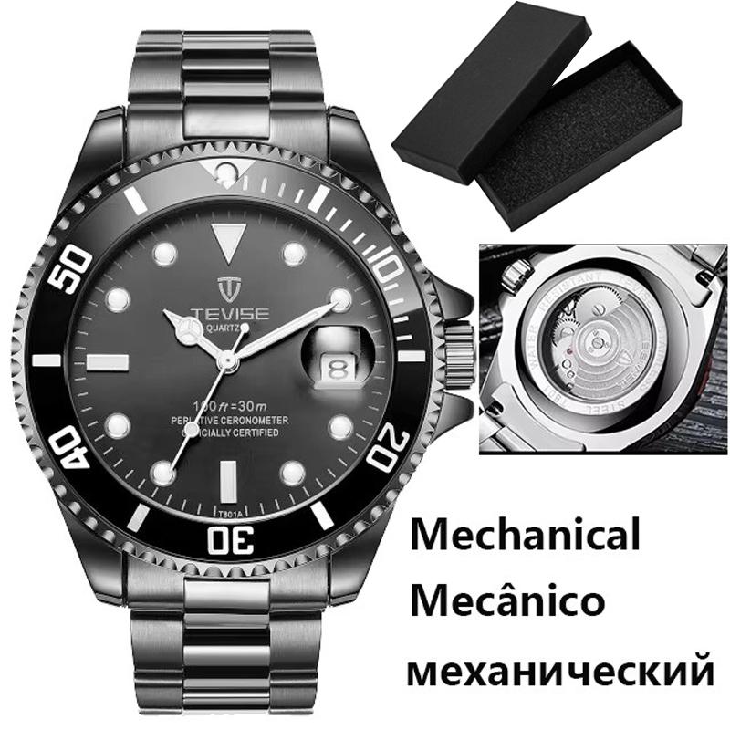 Tevise Большие Дайверские Механические Деловые Часы Автоматические Часы Мужские Водонепроницаемые Люксовый Бренд Полностью Стальные Наручные Часы Reloj Hombre