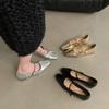 Flat-bottomed Bag Head Half-drag Women's Shoes Wear Summer Mary Jane Sandals Inside Height-increasing Silver Single Shoes