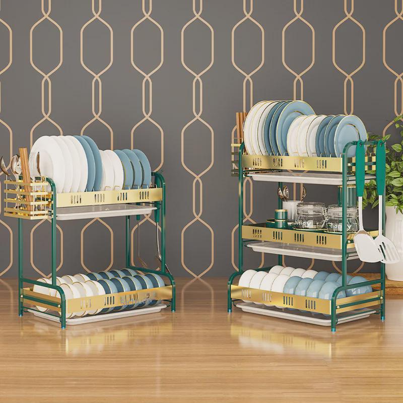 Multi-Function Dish Drying Rack with Bowl & Chopsticks Storage for Kitchen Countertop