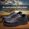 Men's Black Leather Safety Shoes: Anti-Smash, Anti-Puncture, Wear-Resistant Rubber Sole