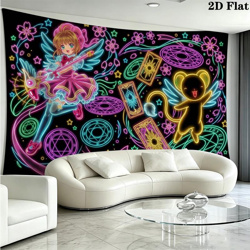 Sakura Kinomoto Wall Tapestry Aesthetic Wall Hanging Printed Fabric Blanket Decorative Tapestries for Bedroom Living Room Home Decor