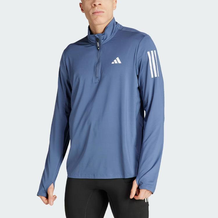 adidas Куртка Own The Run с молнией до середины груди Ретро-спортивная куртка Мужские куртки Синий IN0453