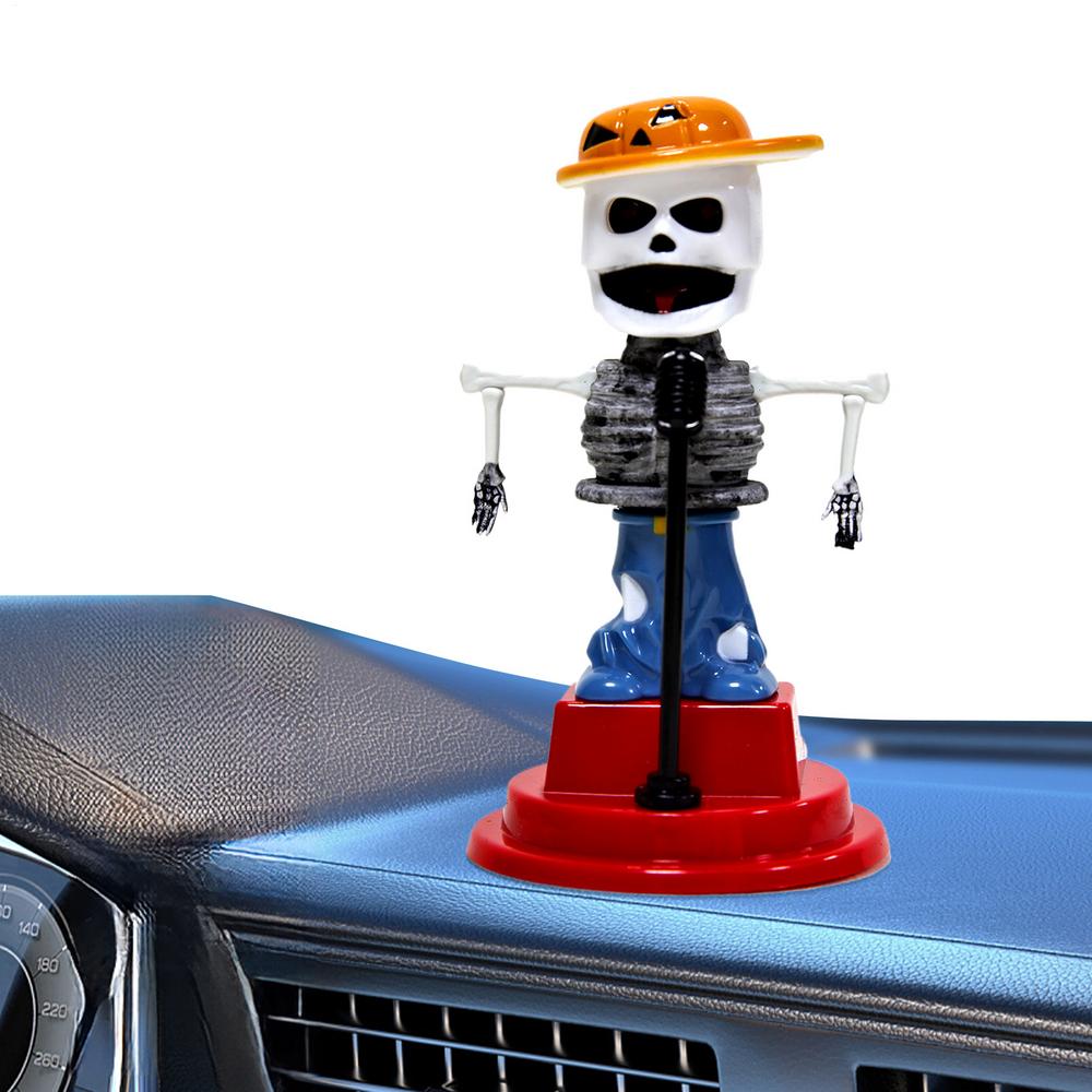 Car Dash Decor Solar Skull Dashboard Ornaments For Car Halloween Theme Automotive Interior Supplies Spooky Skull Statue For