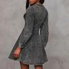 Women's Denim Dress Long Sleeve Bodycon Mini Jean Dress Casual Ruffle Hem Dress