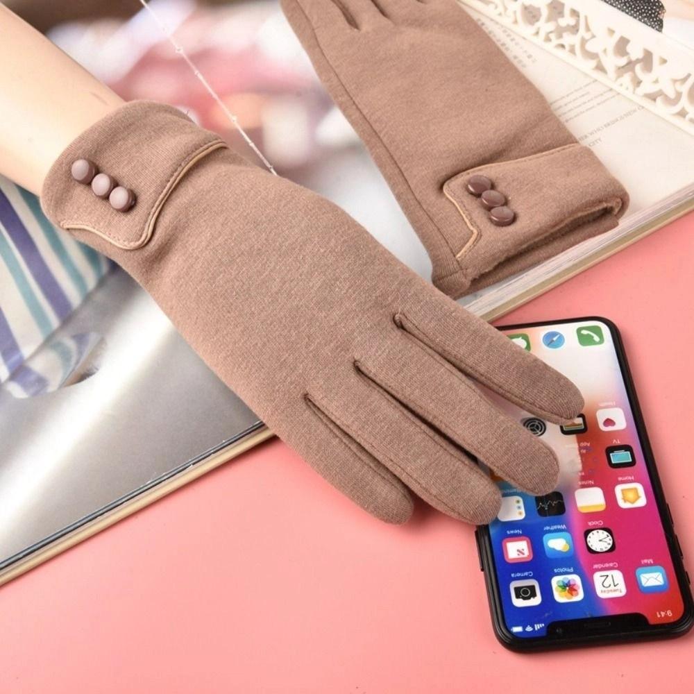 Five Finger Simple Velvet Gloves Korean Style Cycling Driving Gloves Full Finger Mittens Outdooor