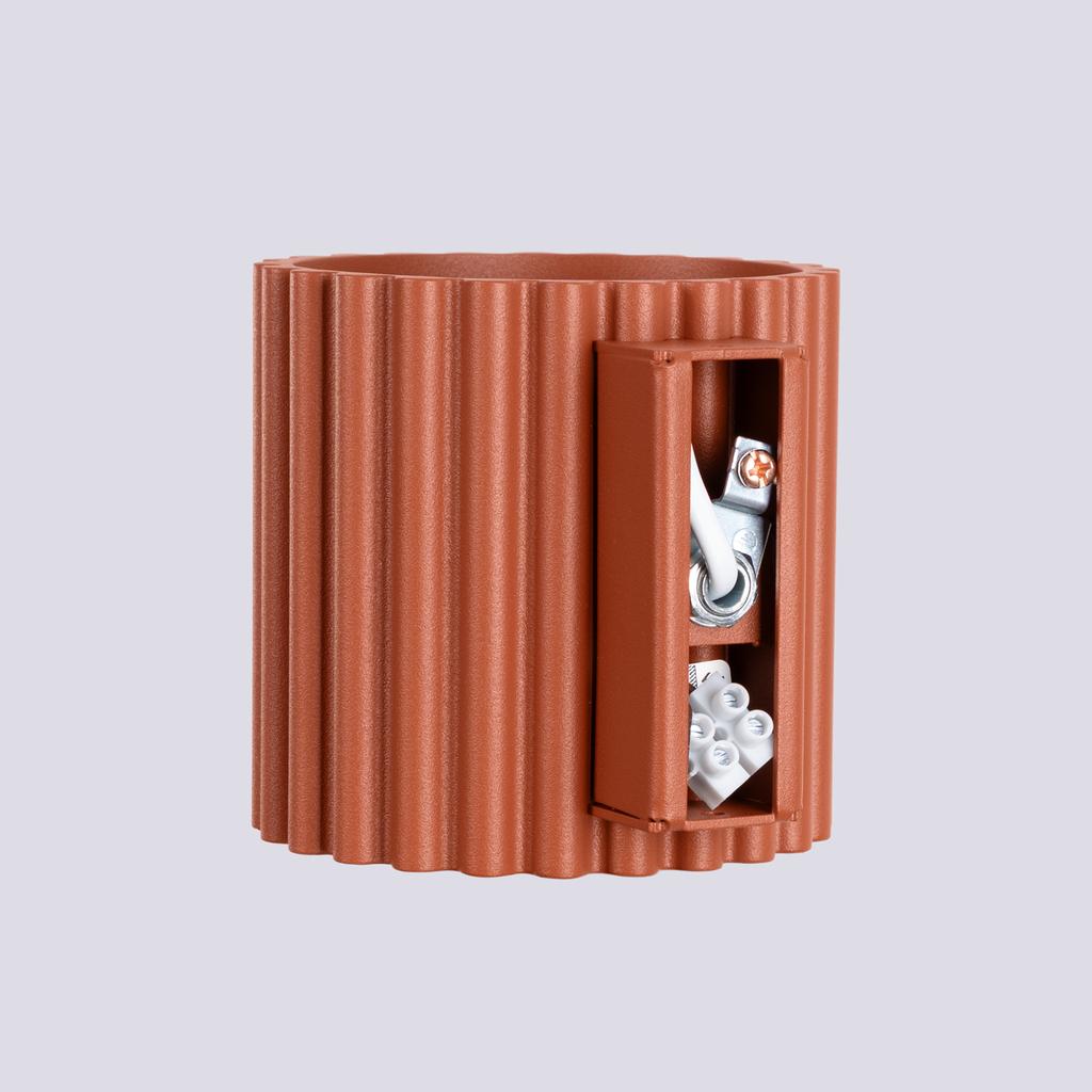 Kinkiet Ścienny Nowoczesny Ochra Czerwona Ryflowana Tuba 10 Cm Góra Dół 1Xg9 10W Aura Sollux Lighting
