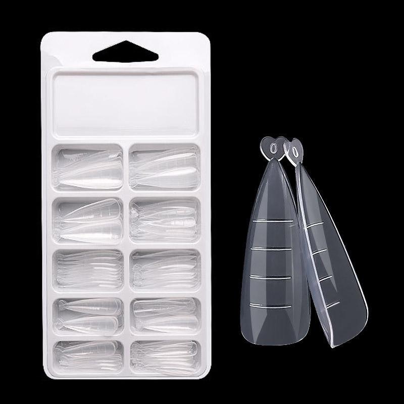 100 шт. прозрачных акриловых типсов для ногтей, французский маникюр, накладные ногти с УФ-гелем, полупокрытие, накладные ногти, 10 размеров