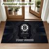 Crystal Velvet Square Rug Custom NameBoston Bruins Pattern Non Slip Home Floor Decor Rug