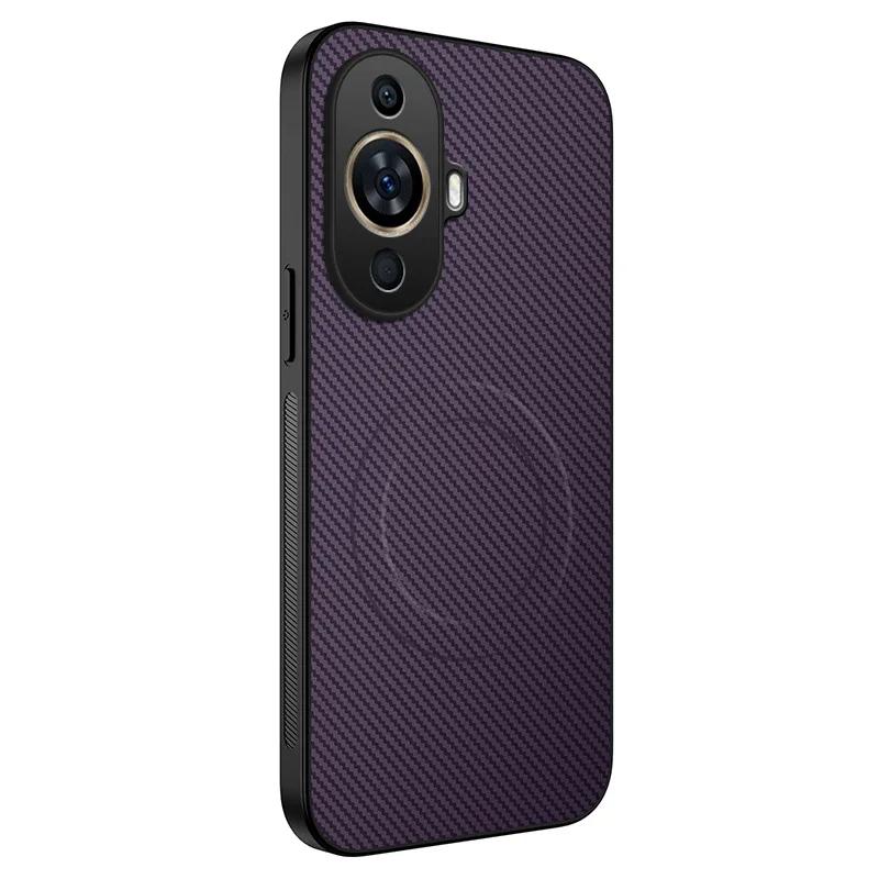 Carbon Fiber Texture Phone Case For Huawei Nova 12 SE 12S 13i 11 Pro Magnetic Wireless Charging Silicone Soft Back Cover Cases