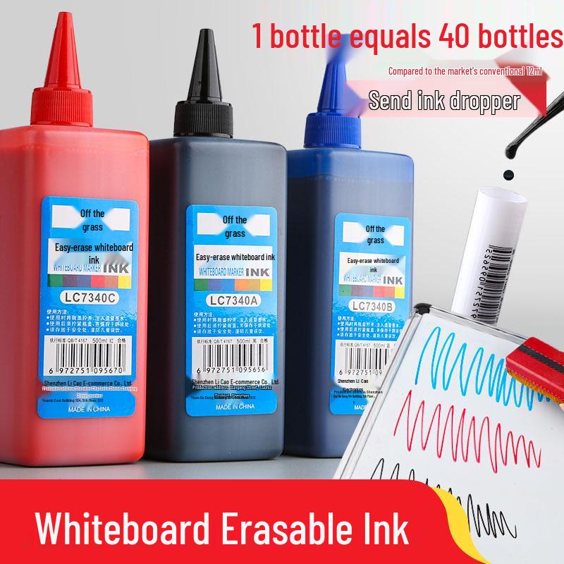 Многоразовый, стираемый, на водной основе, для белых досок, быстросохнущий, с широким наконечником, большой емкости (Красный, синий, черный)