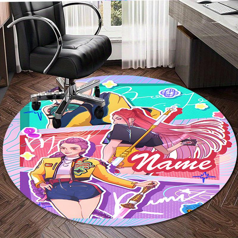 Personalized K-KPop Demon Hunters Round Chair Office Rug - Perfect for Mat, Office Chair & More - Ideal Gift for Birthdays and Holidays