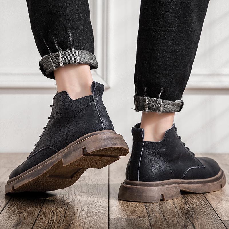 Мужские кожаные ботинки Martin средней высоты — повседневная рабочая обувь в британском стиле на весну/осень