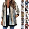 Женская осенне-зимняя модная повседневная куртка-кардиган средней длины с длинным рукавом и принтом