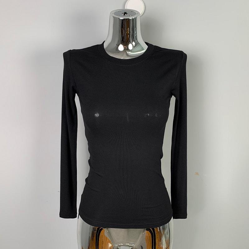 Модная и трендовая женская стройная и универсальная сексуальная футболка с длинными рукавами, показывающая тело, базовая футболка, топ для женщин