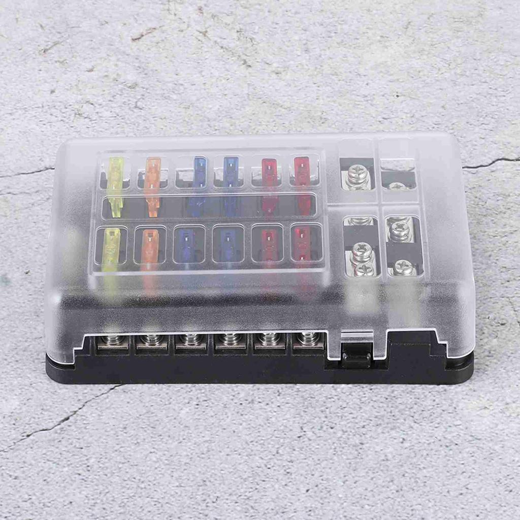 Fuse Box Holder 12 Way Blade W LED Light Waterproof Block Universal for Automotive Marine Yacht