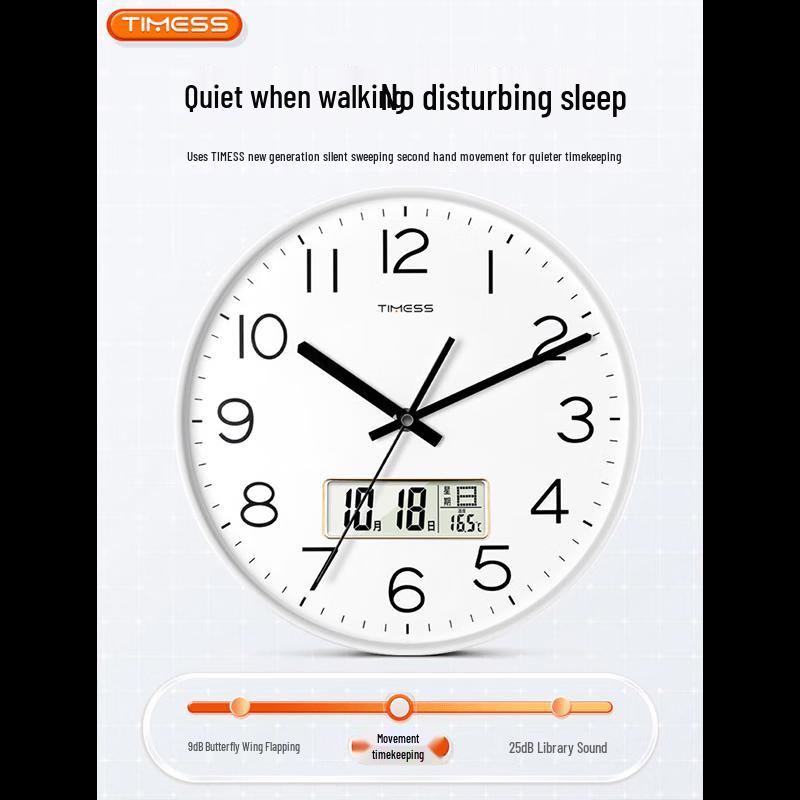 Настенные кварцевые часы Timess Silent с календарем и термометром