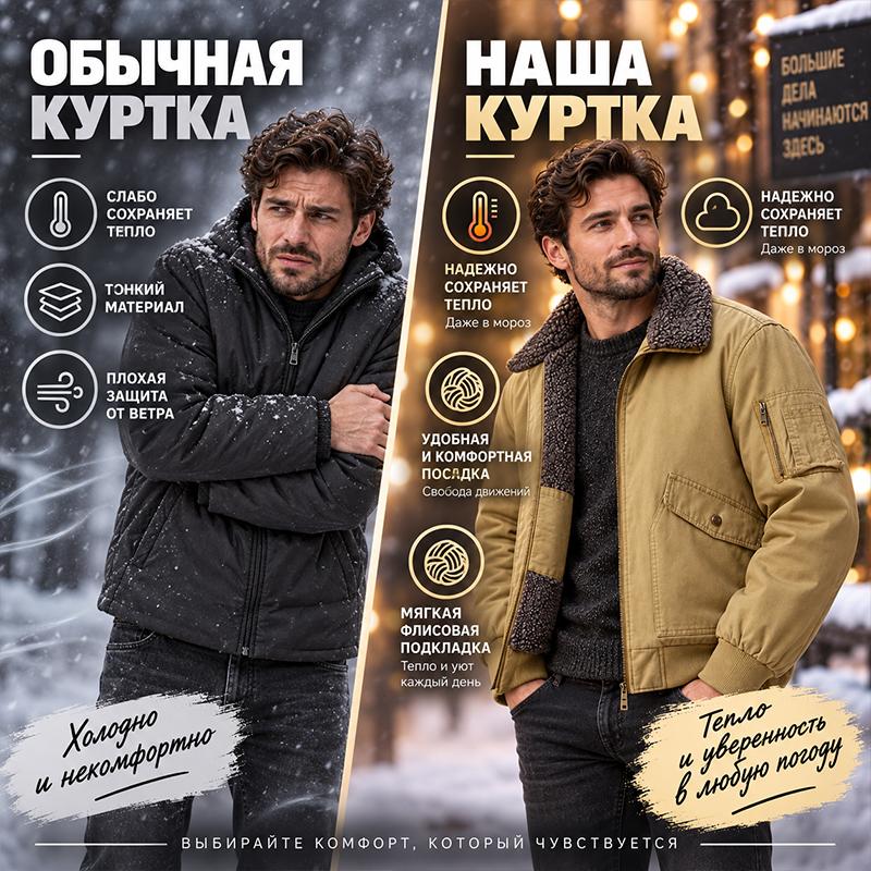 Прочный мужской зимний бомбер с воротником из шерпы, толстая теплая флисовая подкладка, застежка-молния, много карманов, верхняя одежда для осени-зимы, ежедневные поездки