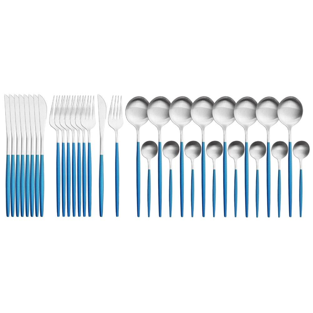 32Pcs Gold Dinnerware Stainless Steel Cutlery Set Knives Fork Tea Spoon Dinner Silverware Set Service 8 Kitchen Tableware Gift Set