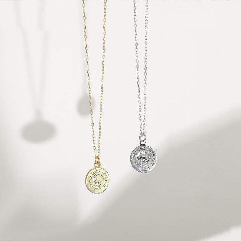 Ожерелье «Маленький принц» с подвеской в виде монеты, цепочкой на ключицу, женское модное круглое фирменное ожерелье, женский стильный стиль