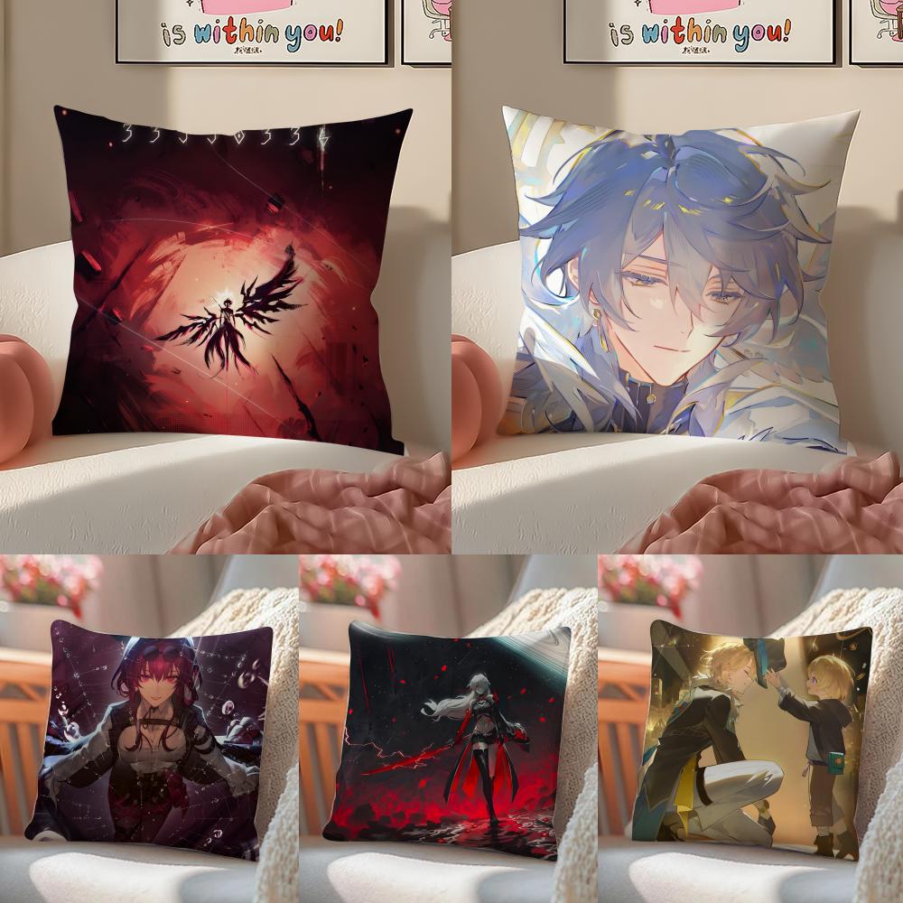 Game Honkai Star RailCool Cushion Cover Pillowcase Short Plush Invisible zipper Room Sofa Cushion Cover