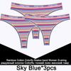 3PCS/Set Rainbow Colorful Striped Cotton Women Panties Sexy G-String Underwear Femme Finetoo Band Thong Intimate T-Back Lingerie