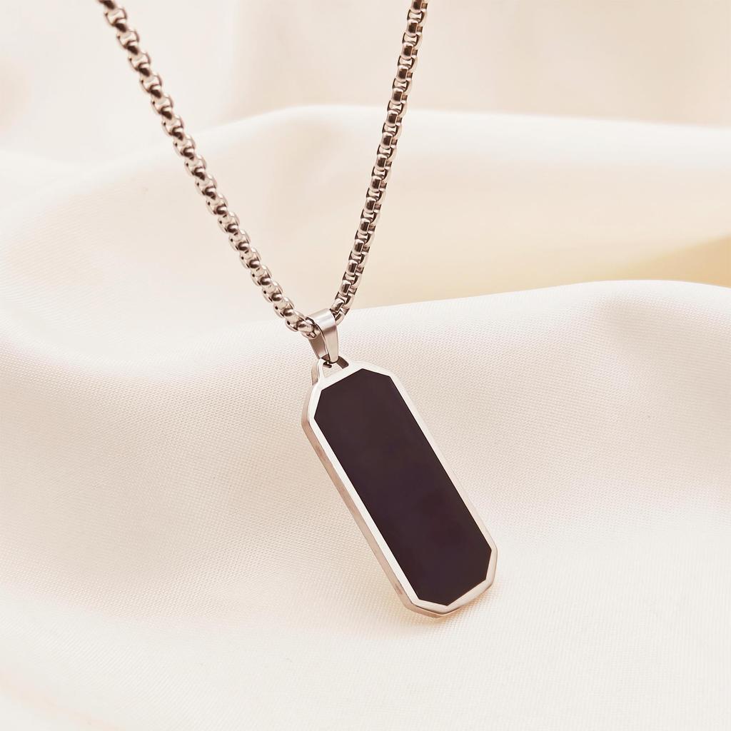 Геометрическое ожерелье-свитер из титановой стали цвета «приливной черный» - Унисекс хип-хоп аксессуар