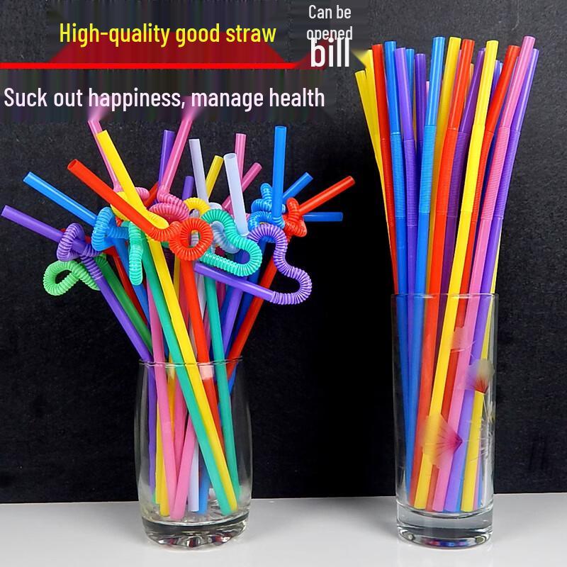 Colorful Artistic Bendy Disposable Plastic Straws