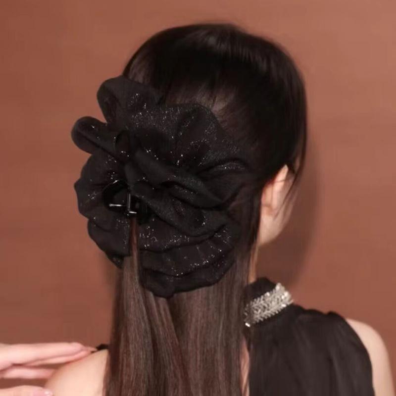 Модный женский зажим для волос в полоску, черный бант, зажим для волос в виде акулы, сетчатый зажим для волос, пузырчатый зажим для волос, головной убор для девочек