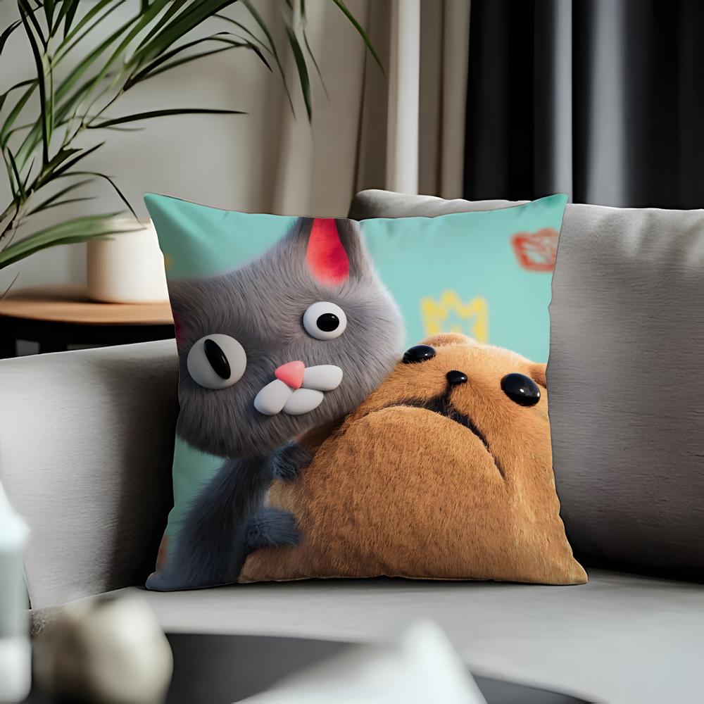 Trending NNoodle and Bunable Cushion Cover Antidustmite Pillowcase Invisible Zipper Silky Short Plush Sofa Cushion Cover