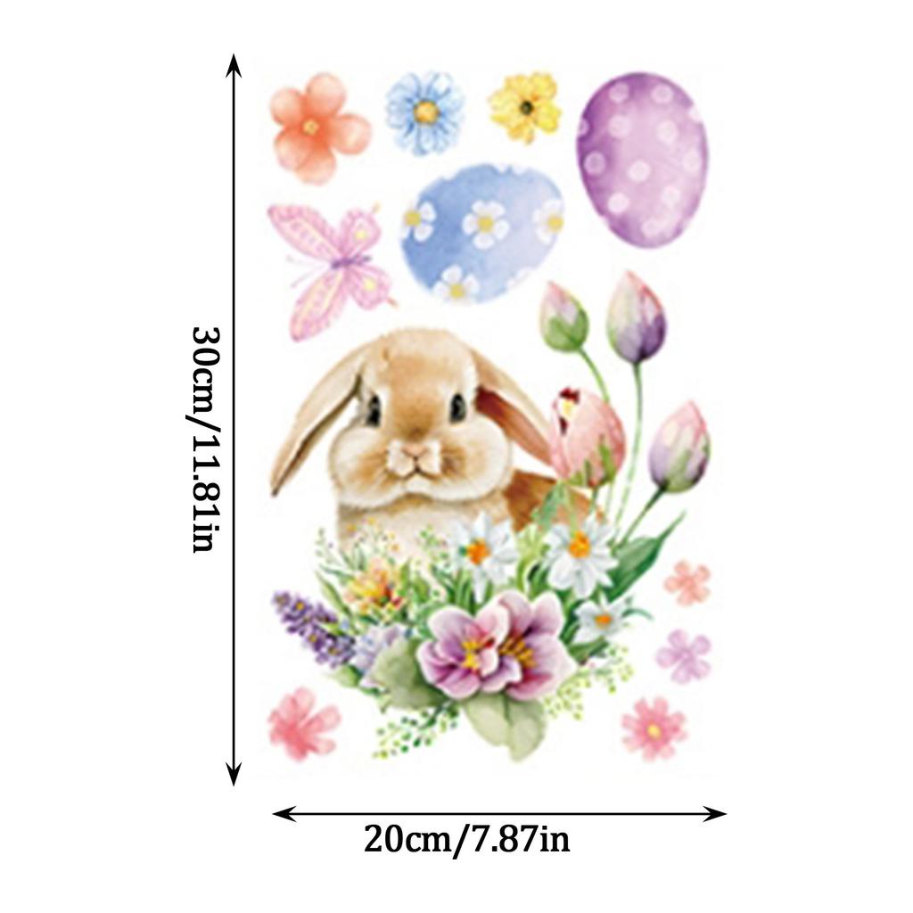 9pcs New Easter Window Stickers Double Sided Printed Pvc Electrostatic Home Decor Glass Decals Reusble Easter Party Decorations