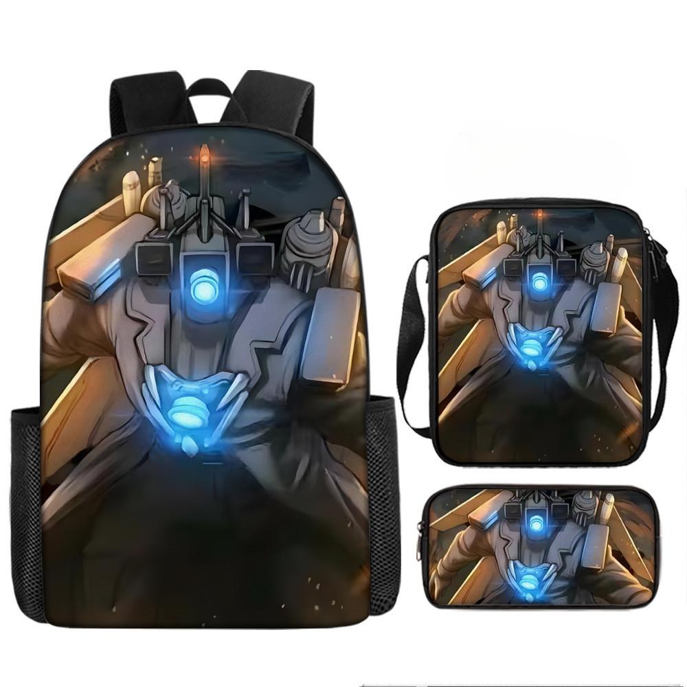 Cartoon Skibidi Toilet Printed Backpack Child Schoolbag Shoulder Bag Pencil Bag