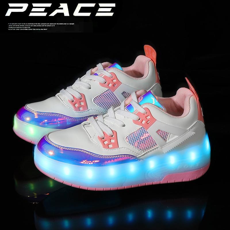 Двухколесные кроссовки-ролики 2025 с зарядкой, светящиеся, светодиодная подсветка, взрослые роликовые коньки с колесами