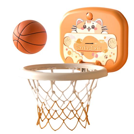 Игрушка Мини Баскетбольное Кольцо для Игры в Помещении со Светодиодным Табло, Регулируемая Высота, Настенное Крепление, Игра в Броски в Баскетбол, Малыши, Мальчики, Мультяшное Животное, Баскетбольное Кольцо