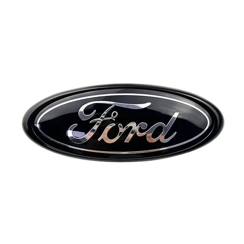 New 2026 Car Sticker 14.6x5.7cm Emblem Car Front Cover Grille Badge for Ford Kuga Focus Ranger Mustang Mondeo Fiesta Explorer Tr