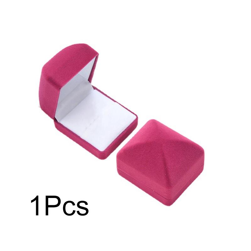 1 шт. Футляр для ювелирных изделий Однотонный Свадебный Модный Бархатный Органайзер для хранения Витрина Коробка для колец Подарок на помолвку